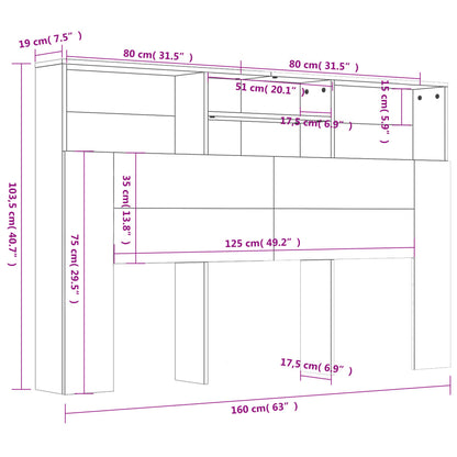 Hoofdbordkast 160x19x103,5 cm betongrijs Betongrijs