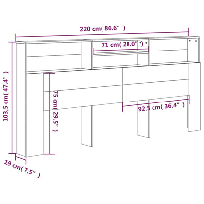 Hoofdbordkast 220X9X03,5 Cm Betongrijs