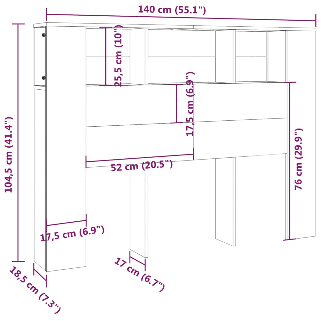 Hoofdbordkast 140x18,5x104,5 cm wit Wit
