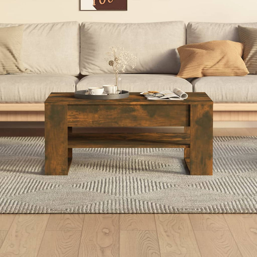 Salontafel 02X55X45 Cm Bewerkt Hout Kleurig Gerookt eiken