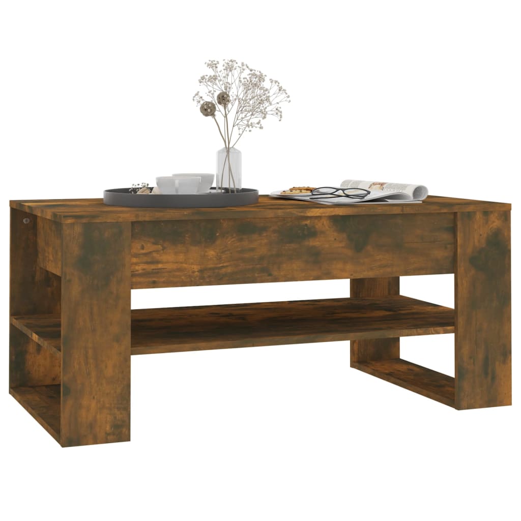 Salontafel 02X55X45 Cm Bewerkt Hout Kleurig Gerookt eiken