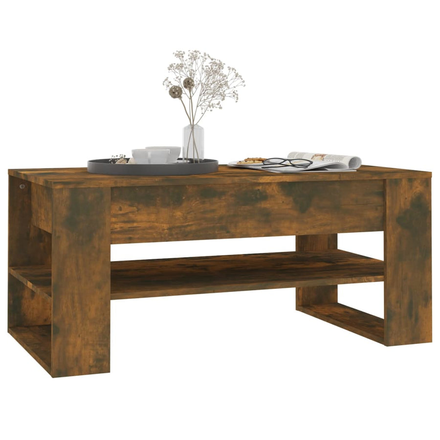 Salontafel 02X55X45 Cm Bewerkt Hout Kleurig Gerookt eiken