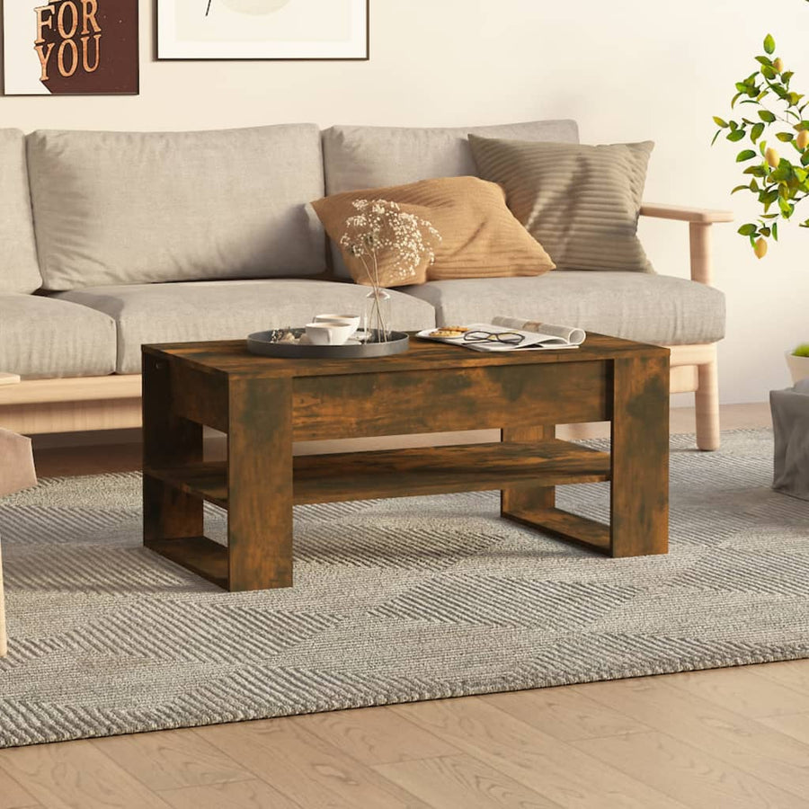 Salontafel 02X55X45 Cm Bewerkt Hout Kleurig Gerookt eiken