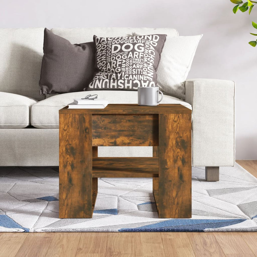 Salontafel 55,5X55X45 Cm Bewerkt Hout Kleurig Gerookt eiken