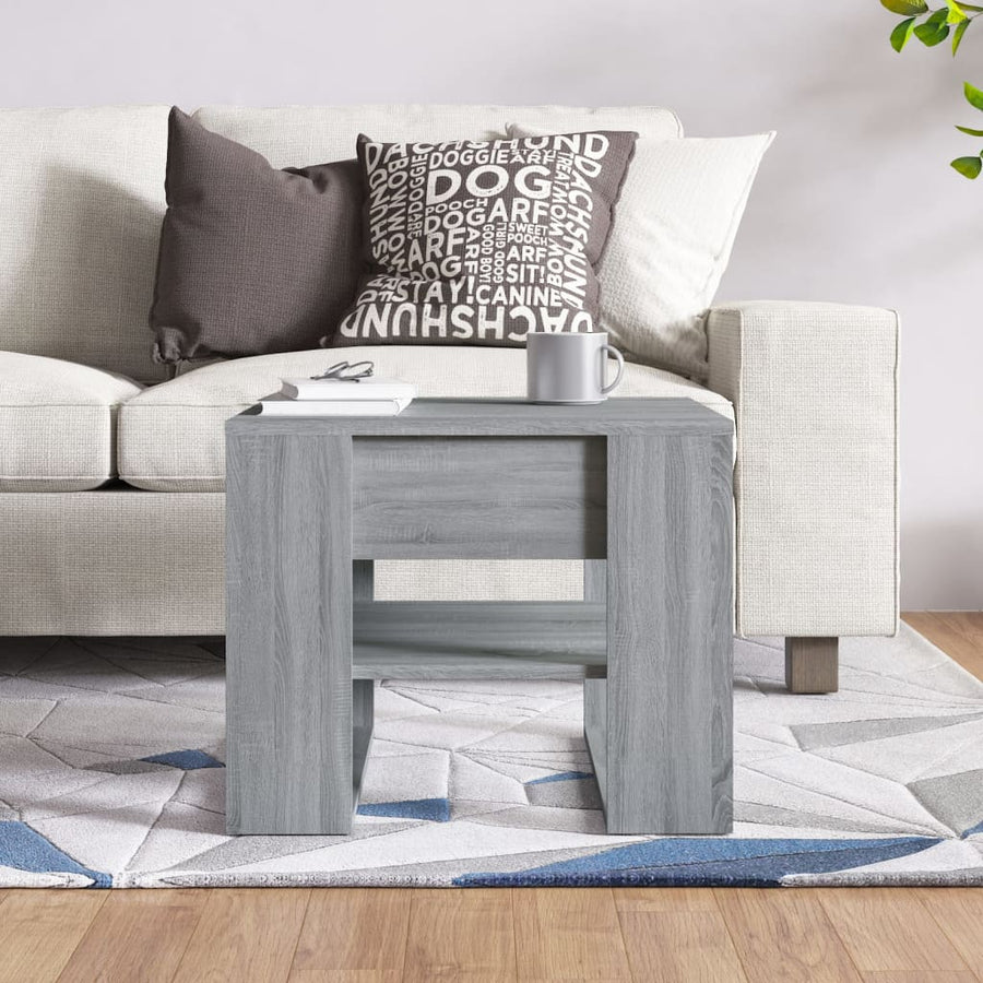 Salontafel 55,5X55X45 Cm Bewerkt Hout Eikenkleurig Grijs sonoma