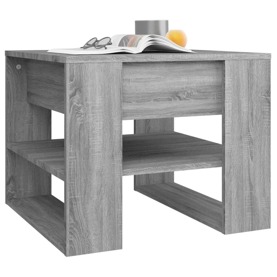 Salontafel 55,5X55X45 Cm Bewerkt Hout Eikenkleurig Grijs sonoma