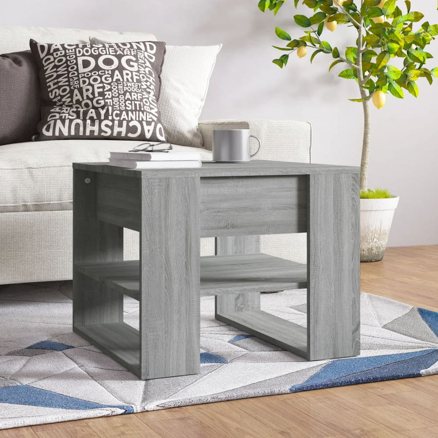 Salontafel 55,5X55X45 Cm Bewerkt Hout Eikenkleurig Grijs sonoma