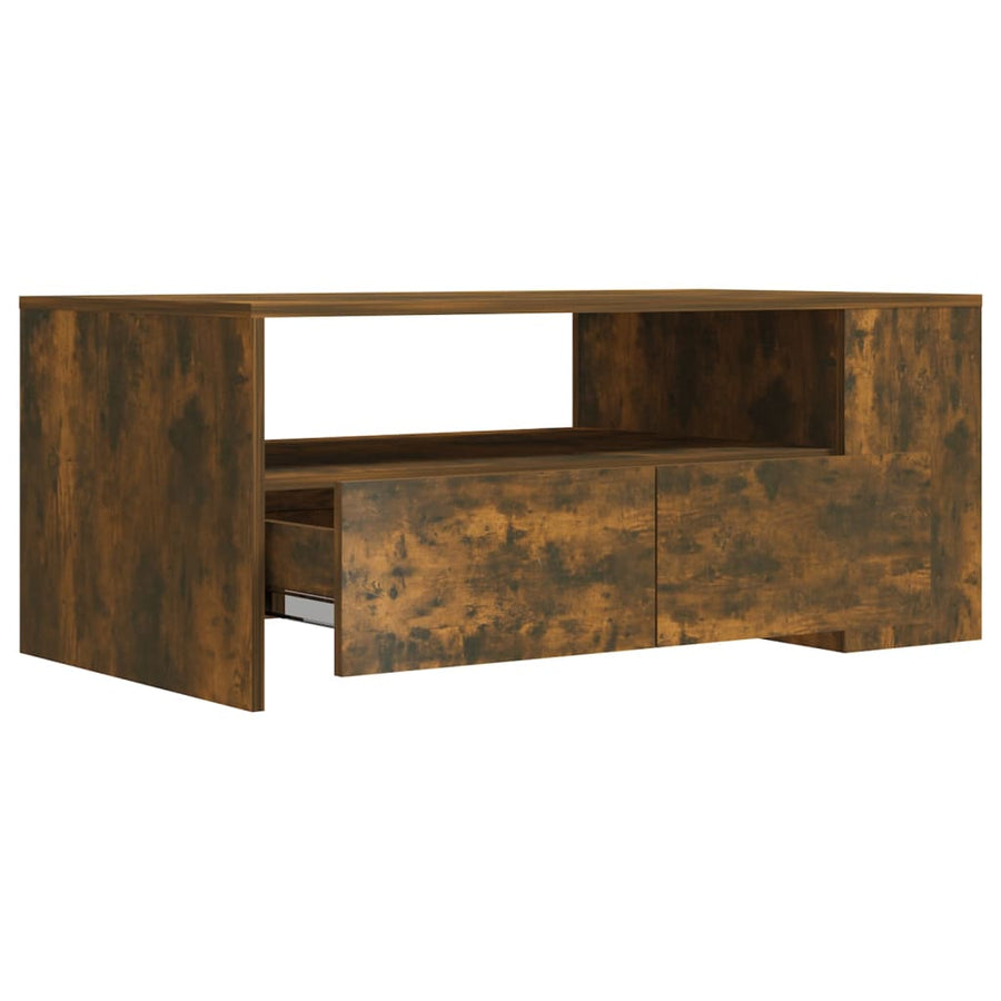 Salontafel 02X55X42 Cm Bewerkt Hout Kleurig Gerookt eiken