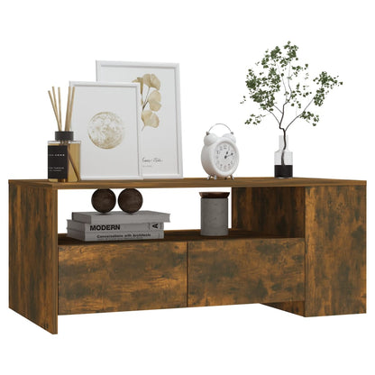 Salontafel 02X55X42 Cm Bewerkt Hout Kleurig Gerookt eiken
