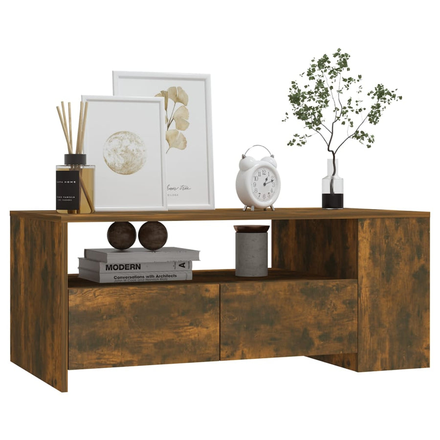 Salontafel 02X55X42 Cm Bewerkt Hout Kleurig Gerookt eiken