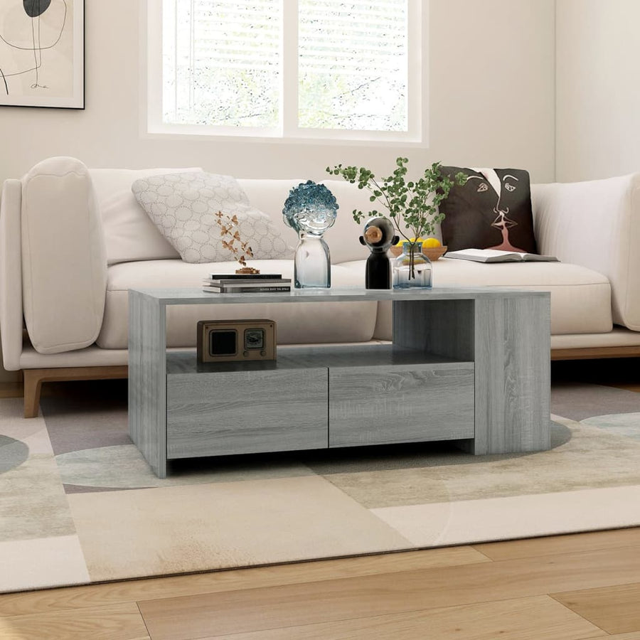 Salontafel 02X55X42 Cm Bewerkt Hout Eikenkleurig Grijs sonoma