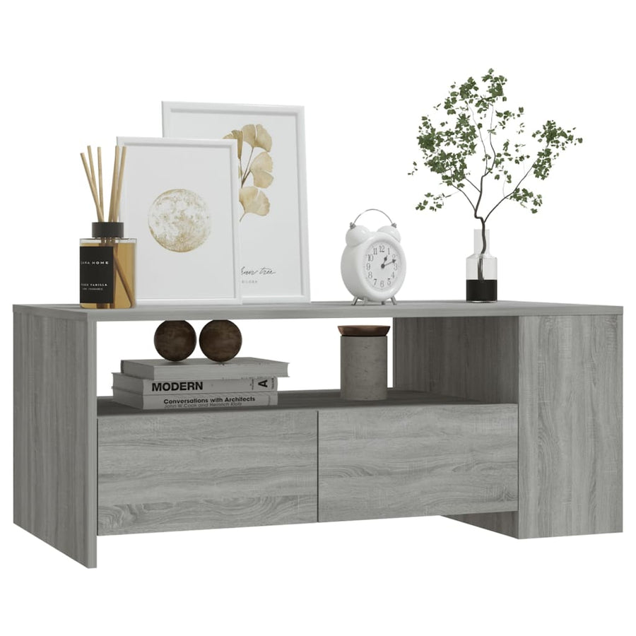 Salontafel 02X55X42 Cm Bewerkt Hout Eikenkleurig Grijs sonoma