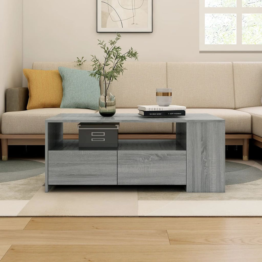 Salontafel 02X55X42 Cm Bewerkt Hout Eikenkleurig Grijs sonoma