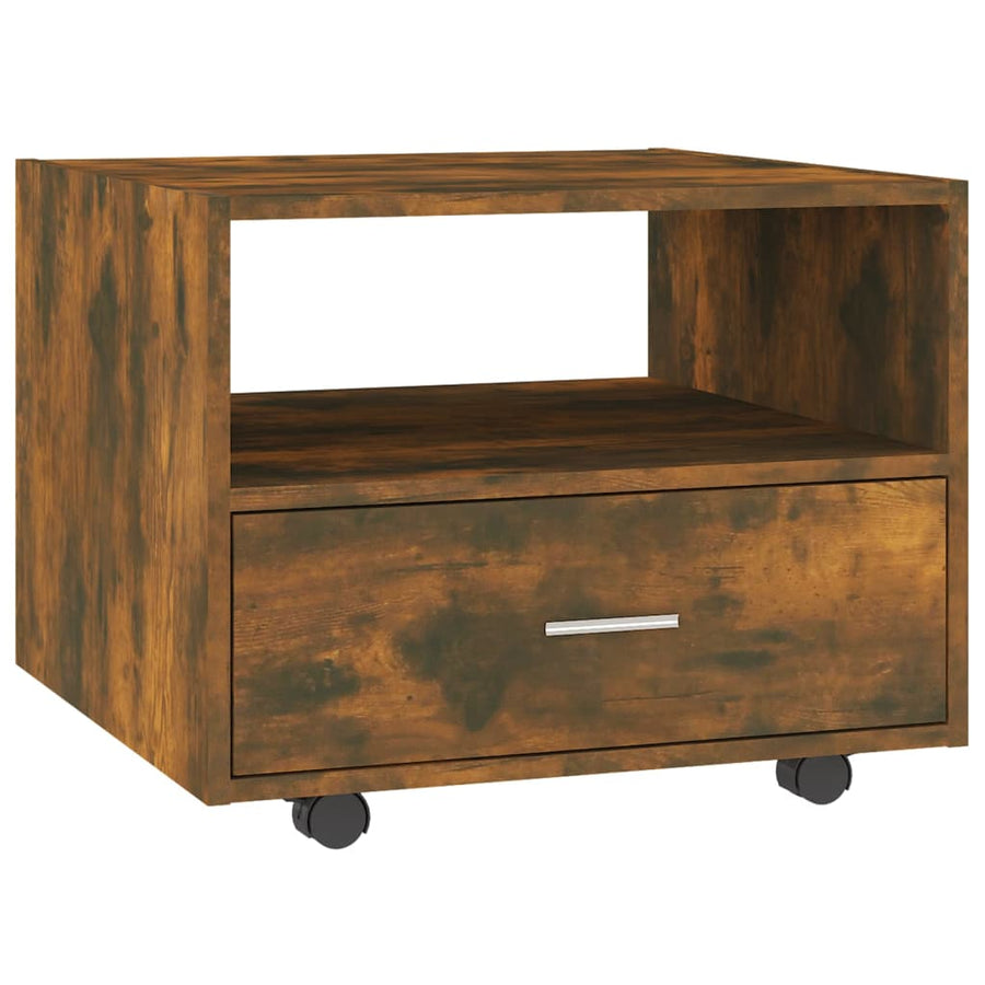 Salontafel 55X55X40 Cm Bewerkt Hout Kleurig Gerookt eiken