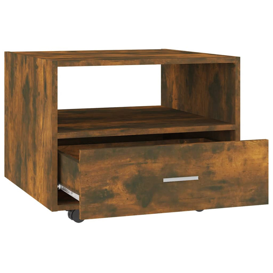 Salontafel 55X55X40 Cm Bewerkt Hout Kleurig Gerookt eiken