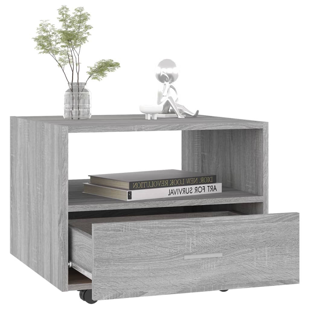 Salontafel 55X55X40 Cm Bewerkt Hout Eikenkleurig Grijs sonoma