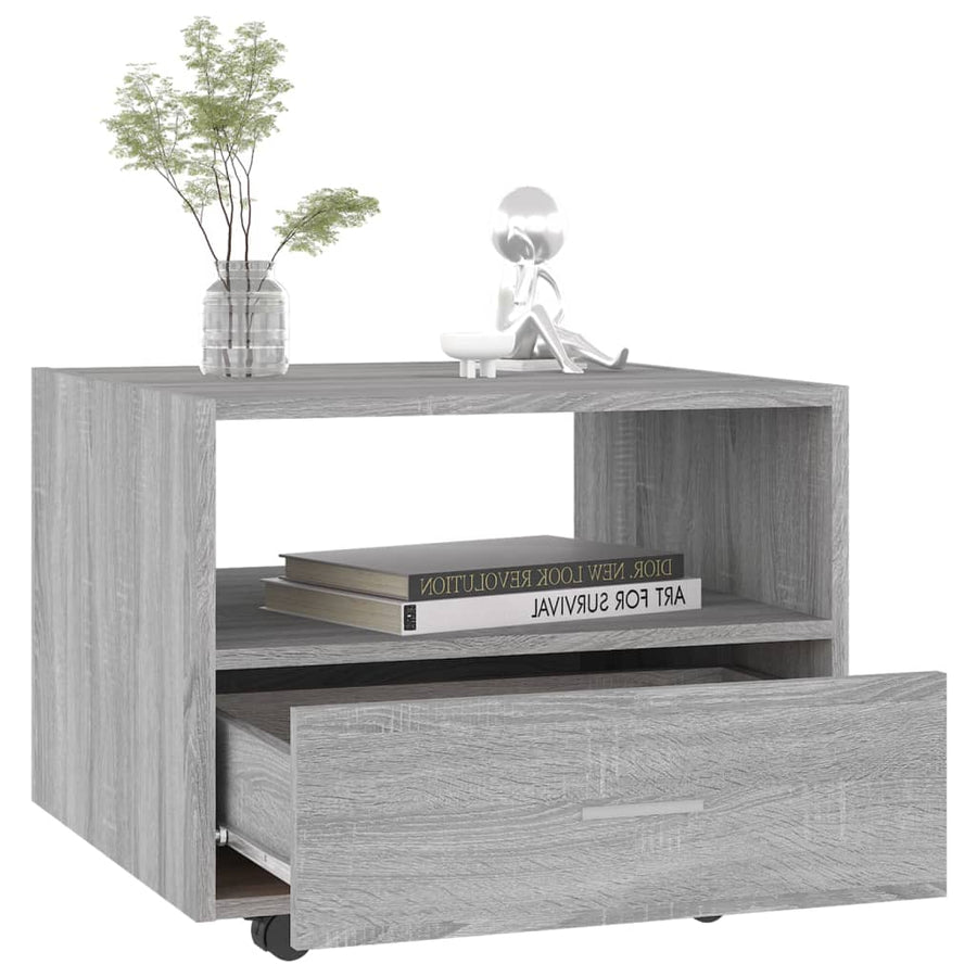 Salontafel 55X55X40 Cm Bewerkt Hout Eikenkleurig Grijs sonoma