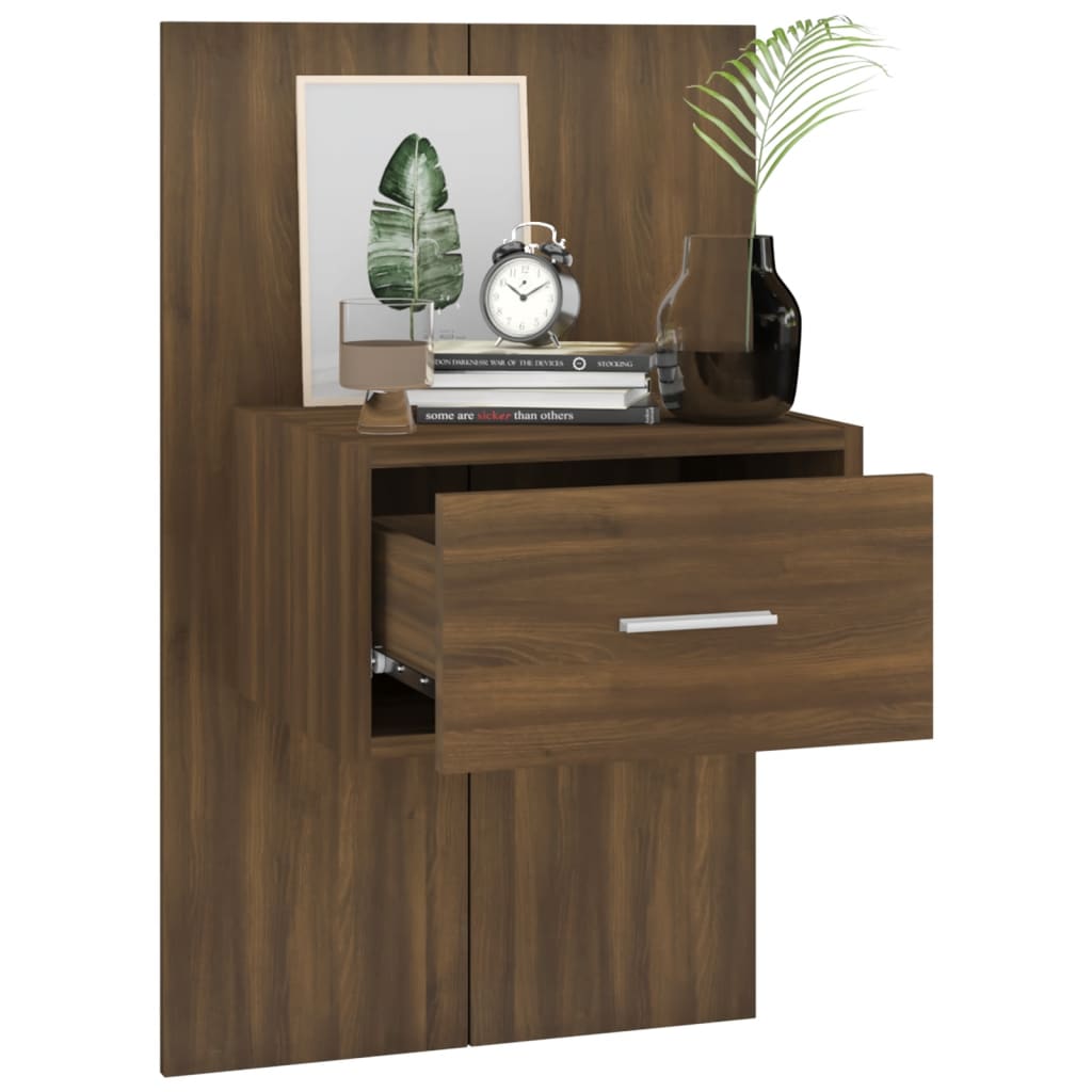 Nachtkastje Wandgemonteerd Bruineikenkleurig 1 bruin eikenkleur