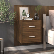 Wall-mounted bedside table brown oak-look