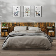 Nachtkastjes 2 stuks wandmontage gerookt eiken 48.5x32.5x80 cm