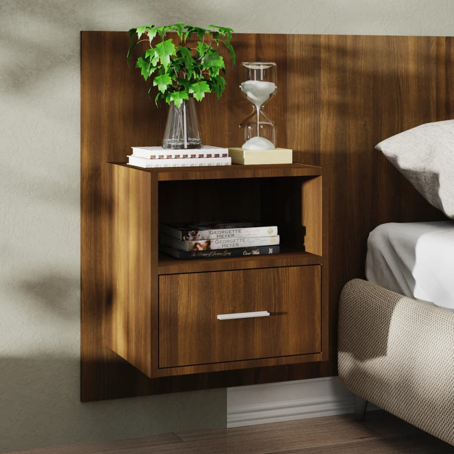 Nachtkastje Wandgemonteerd Bruineikenkleurig 1 bruin eikenkleur