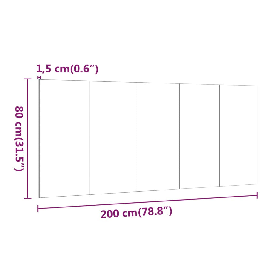 Hoofdbord 200X1,5X80 Cm Bewerkt Hout Bruin Eikenkleur Bruineiken