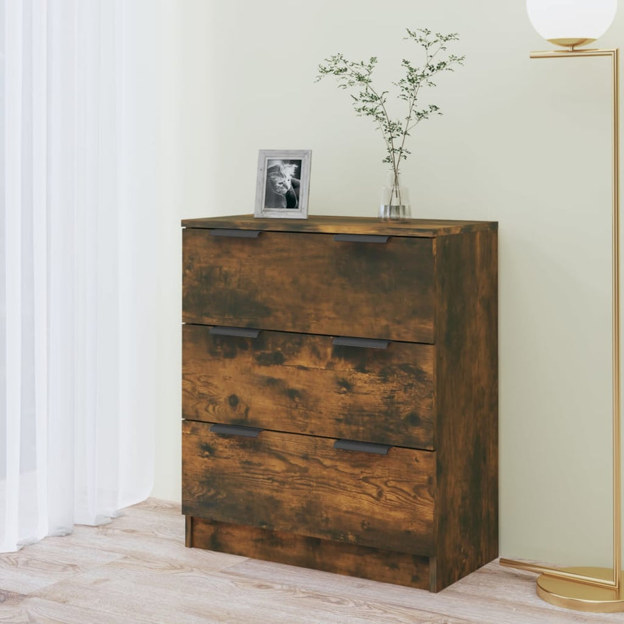 Dressoir 60X30X70 Cm Bewerkt Hout Kleurig Gerookt eiken