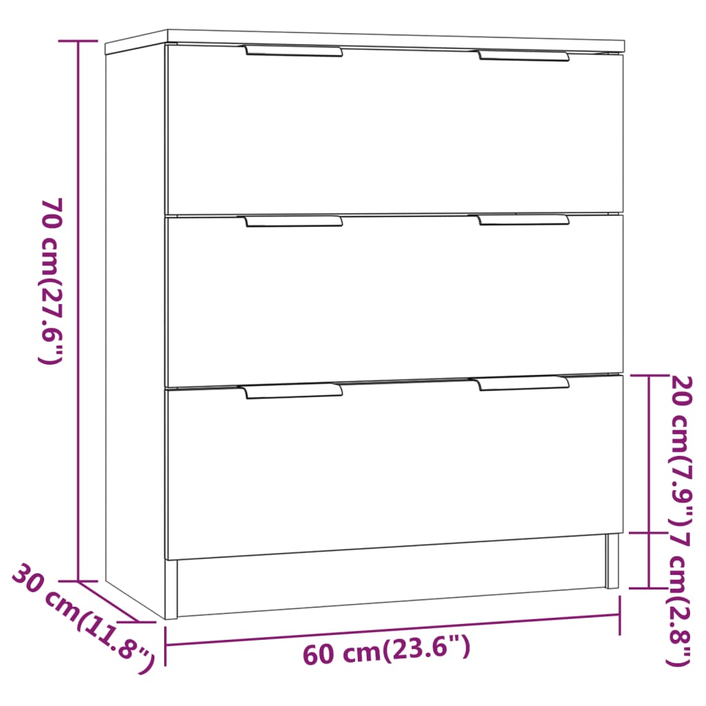 Dressoir 60X30X70 Cm Bewerkt Hout Eikenkleurig Grijs sonoma