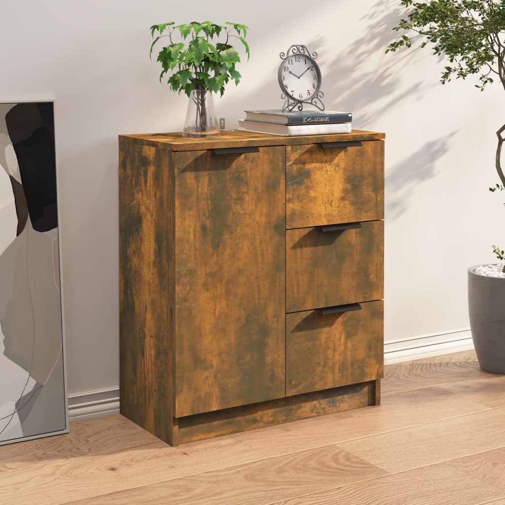 Dressoir 60X30X70 Cm Bewerkt Hout Kleurig Gerookt eiken