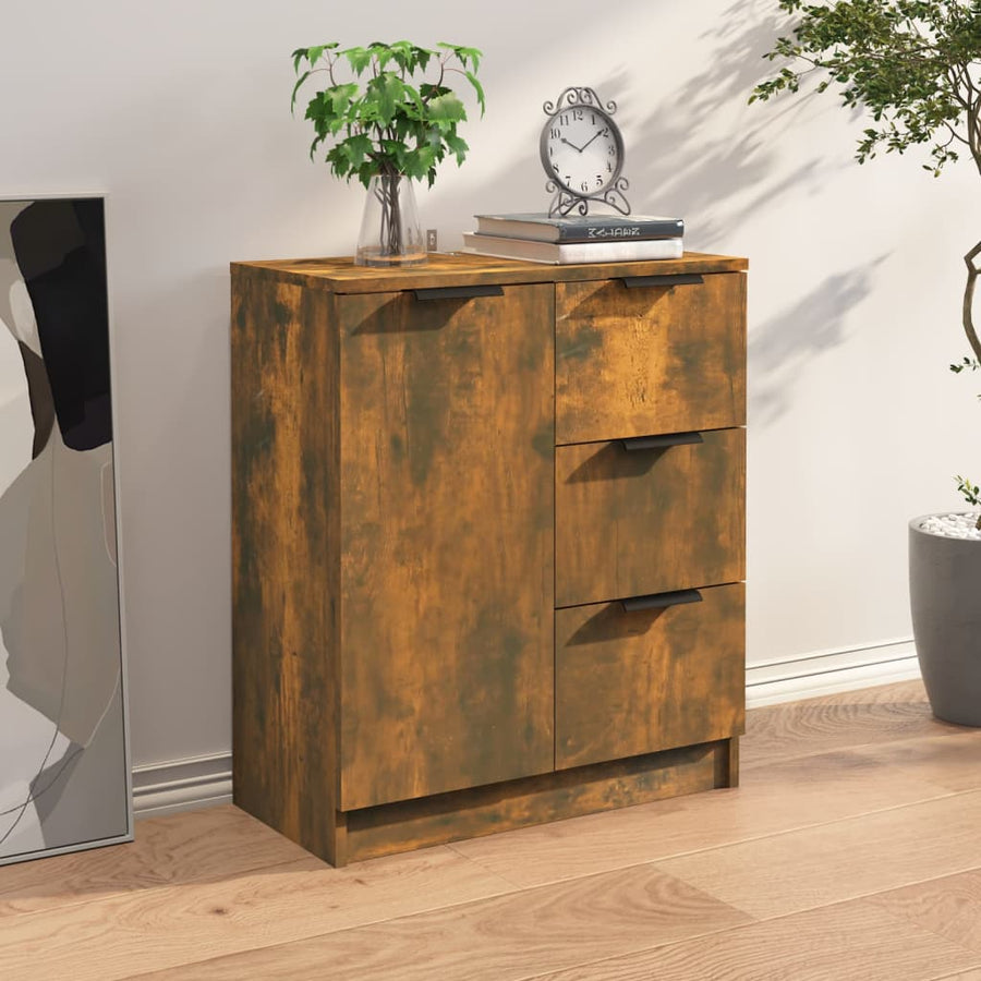 Dressoir 60X30X70 Cm Bewerkt Hout Kleurig Gerookt eiken