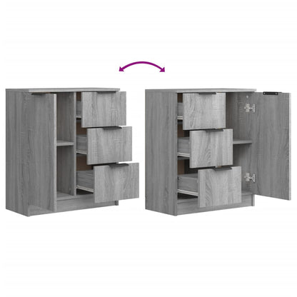 Dressoir 60X30X70 Cm Bewerkt Hout Eikenkleurig Grijs sonoma