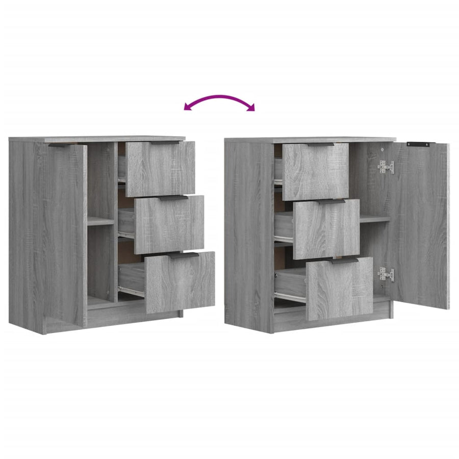 Dressoir 60X30X70 Cm Bewerkt Hout Eikenkleurig Grijs sonoma