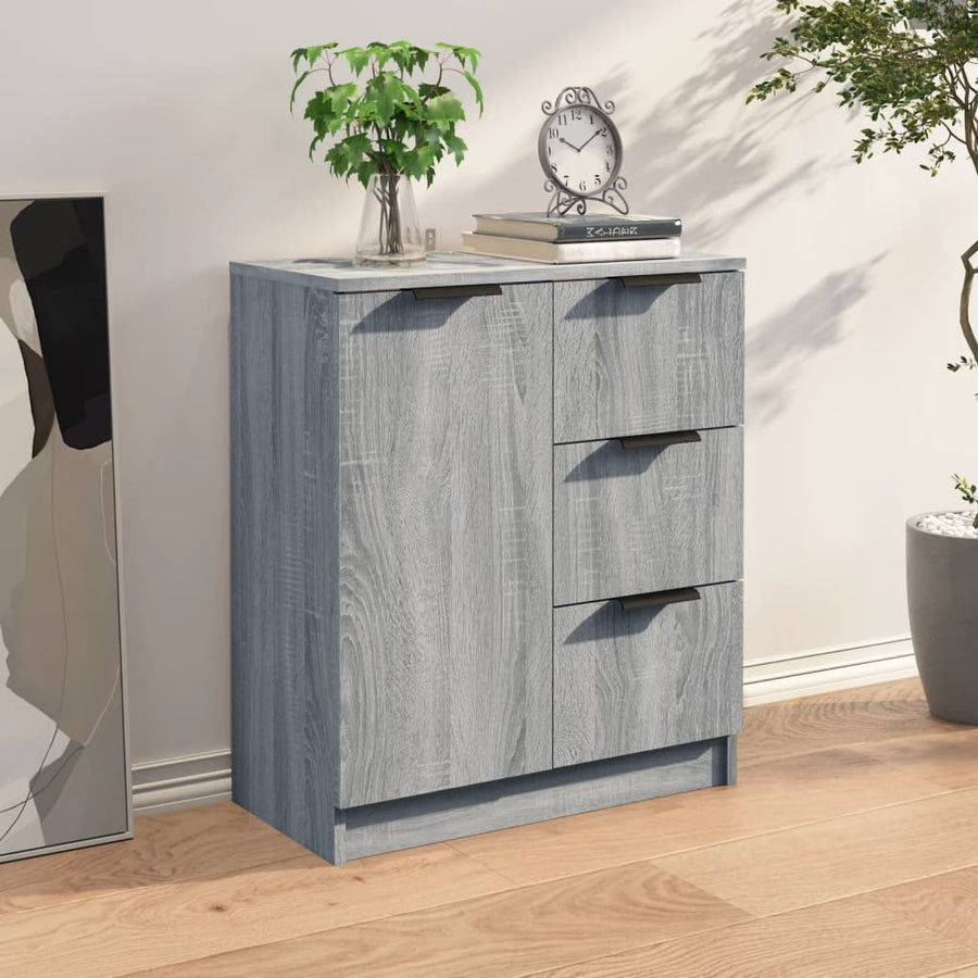 Dressoir 60X30X70 Cm Bewerkt Hout Eikenkleurig Grijs sonoma