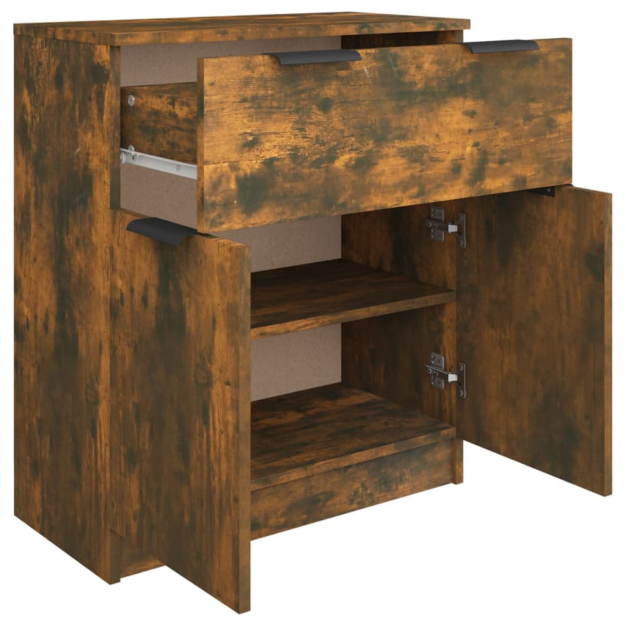 Dressoir 60X30X70 Cm Bewerkt Hout Gerookt Eikenkleurig