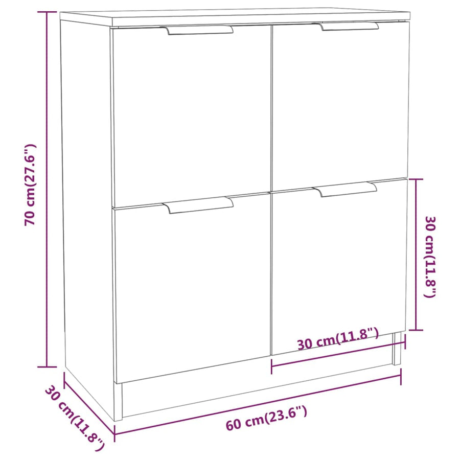 Dressoir 60X30X70 Cm Bewerkt Hout Grijs Sonoma Eikenkleurig