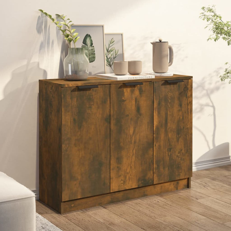 Dressoir 90,5X30X70 Cm Bewerkt Hout Kleurig Gerookt eiken