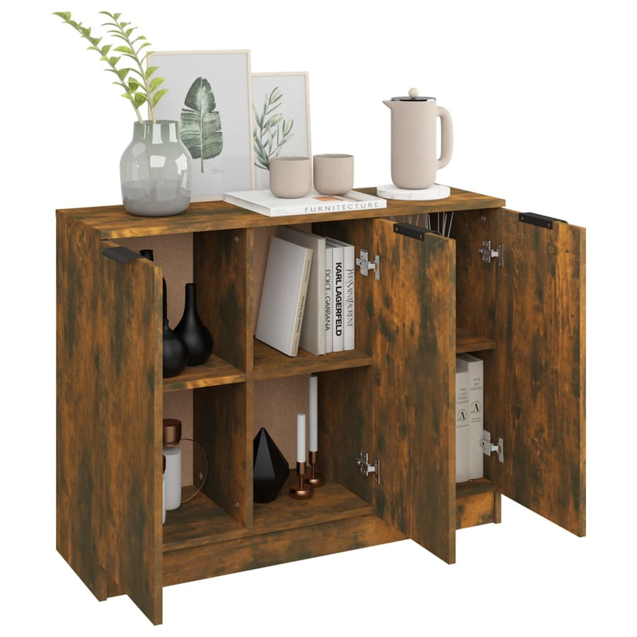 Dressoir 90,5X30X70 Cm Bewerkt Hout Kleurig Gerookt eiken