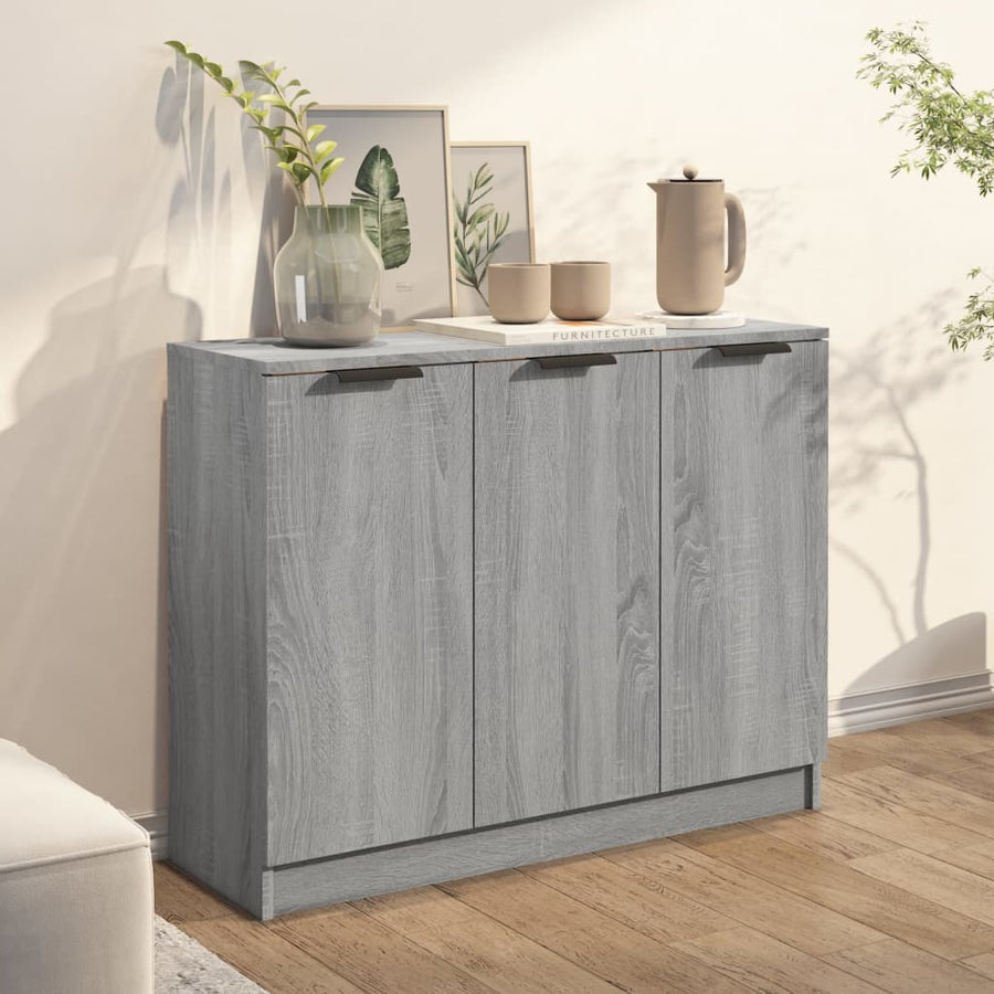 Dressoir 90,5X30X70 Cm Bewerkt Hout Eikenkleurig Grijs sonoma