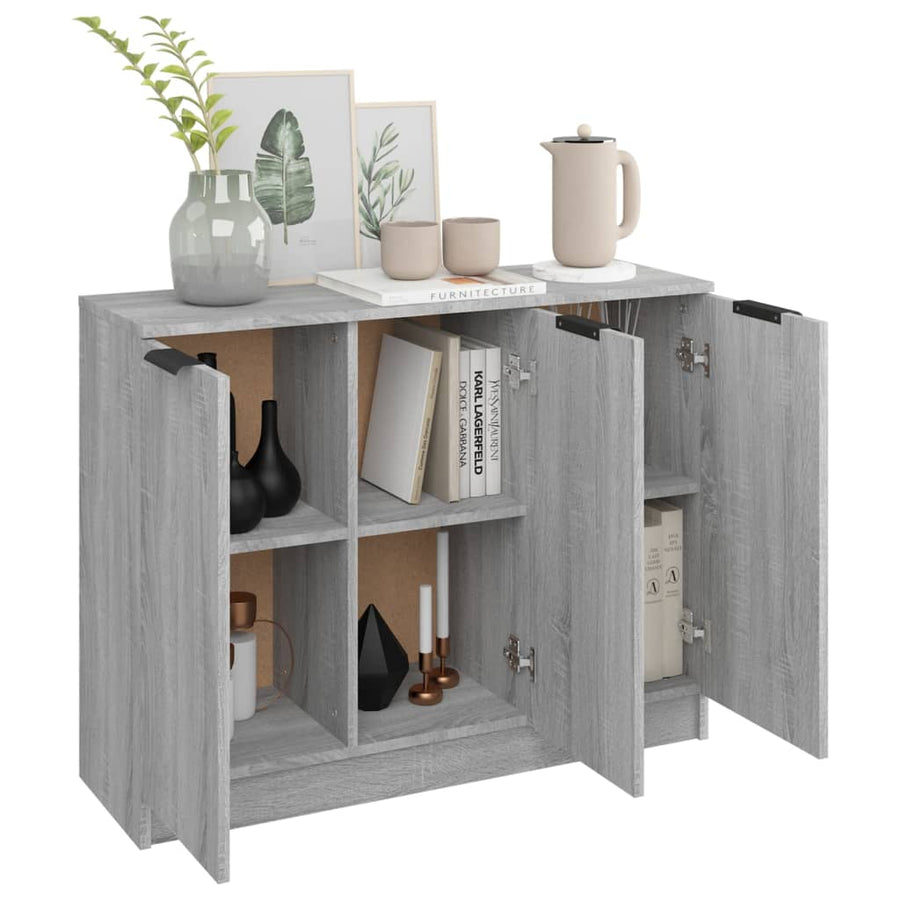 Dressoir 90,5X30X70 Cm Bewerkt Hout Eikenkleurig Grijs sonoma