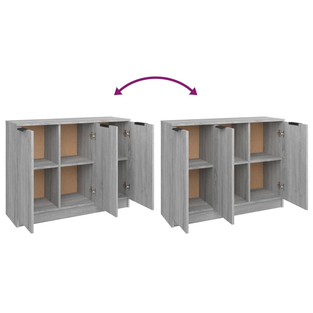 Dressoir 90,5X30X70 Cm Bewerkt Hout Eikenkleurig Grijs sonoma