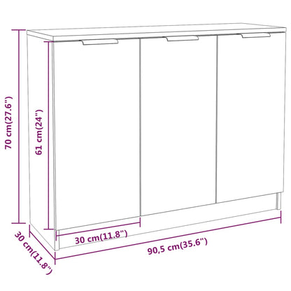 Dressoir 90,5X30X70 Cm Bewerkt Hout Eikenkleurig Grijs sonoma