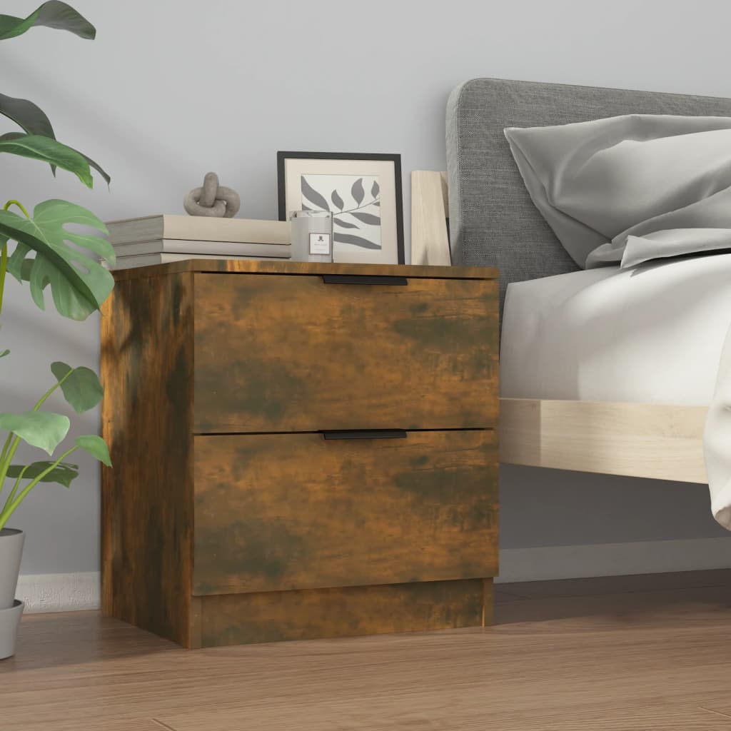 Nachtkastjes 2 St Bewerkt Hout Gerookt Eikenkleurig