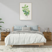 Bedside tables 2 pcs carved wood smoked oak-colored