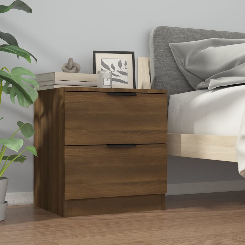 Nachtkastjes 2 St Bewerkt Hout Bruineikenkleurig