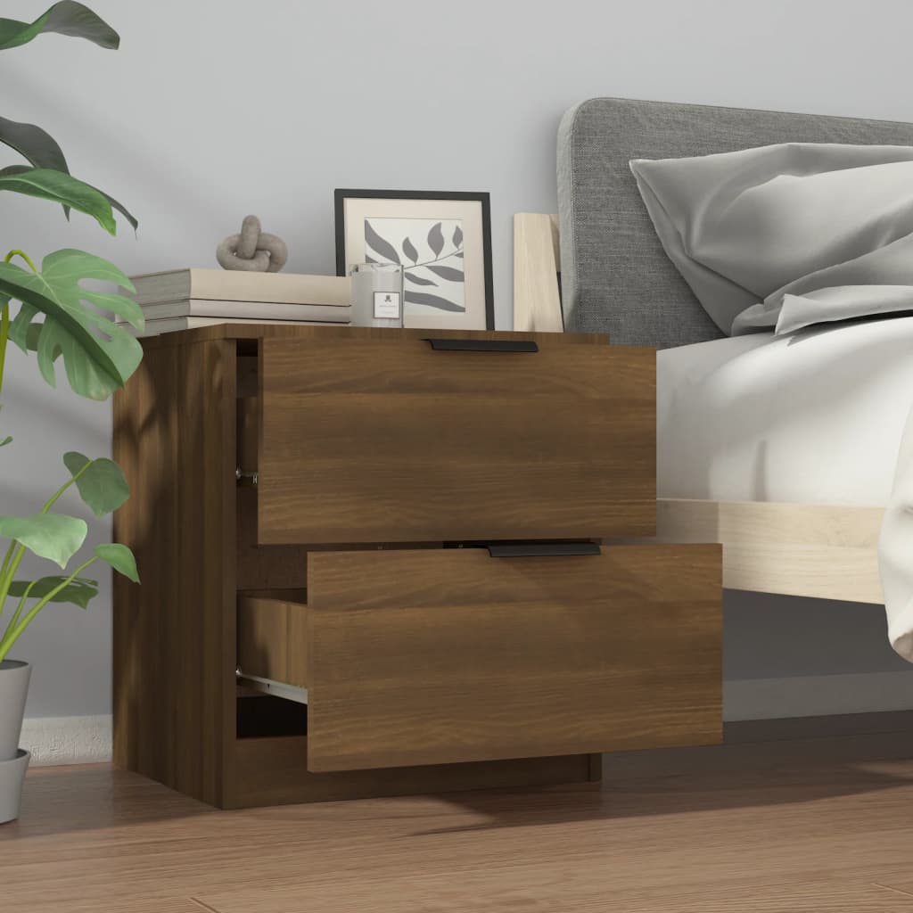 Nachtkastjes 2 St Bewerkt Hout Bruineikenkleurig