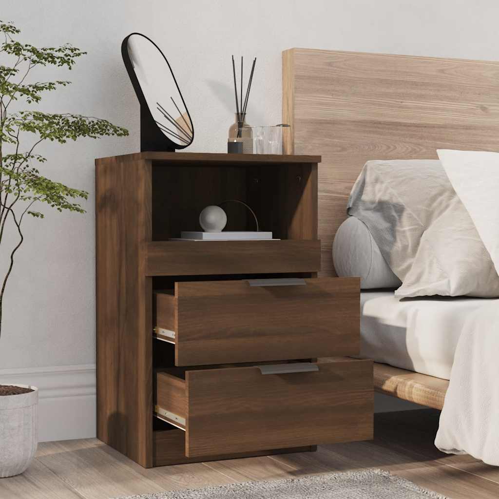 Nachtkastje bewerkt hout bruin eikenkleur