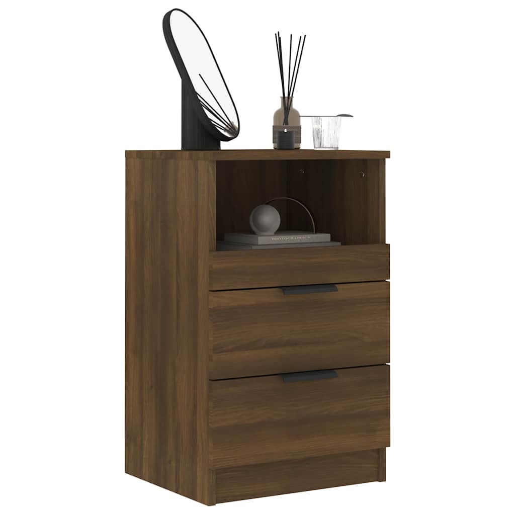Nachtkastje bewerkt hout bruin eikenkleur