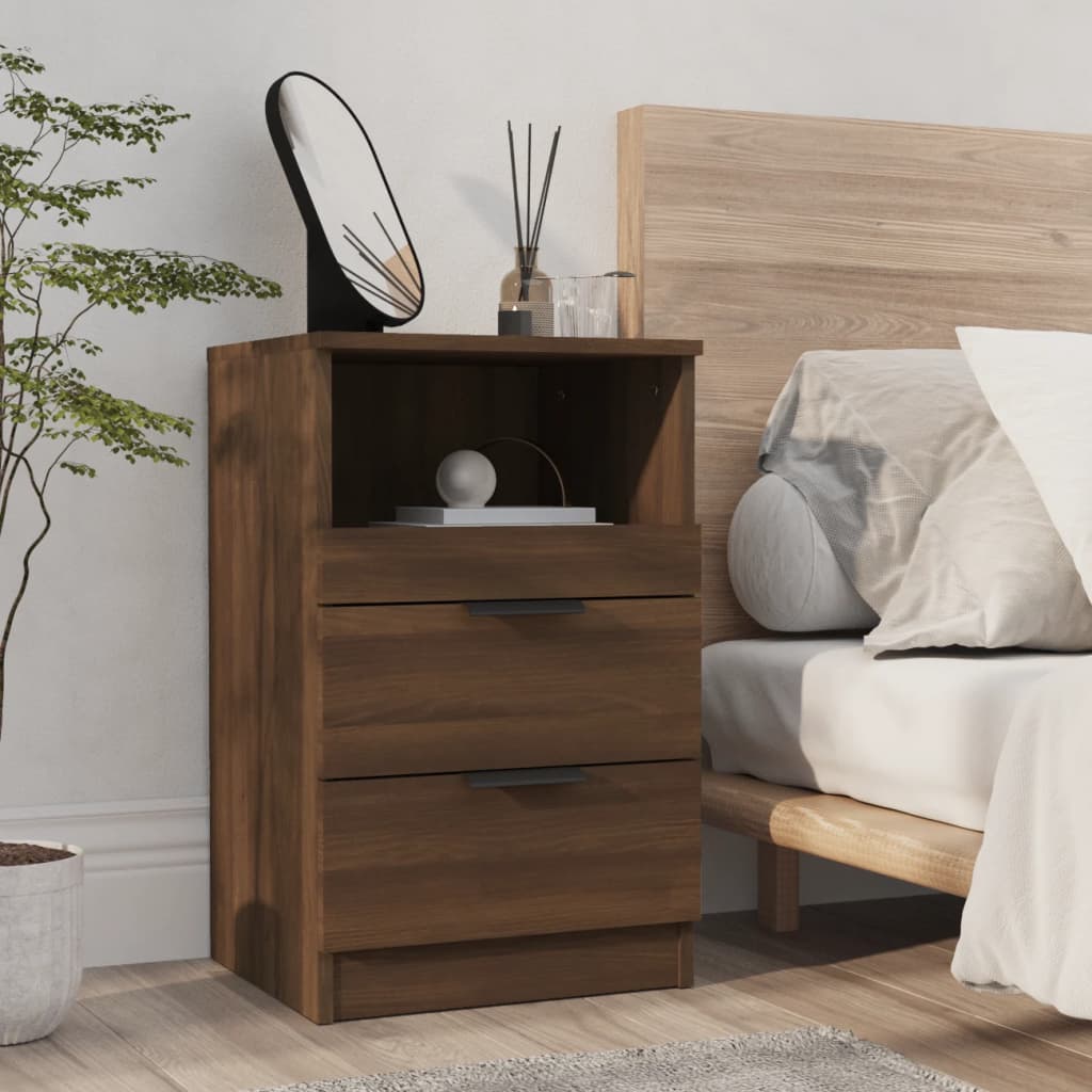 Nachtkastje bewerkt hout bruin eikenkleur