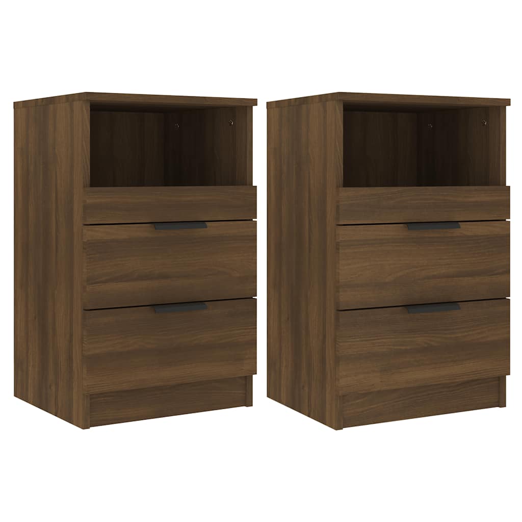 Nachtkastjes 2 st bewerkt hout bruin eikenkleur