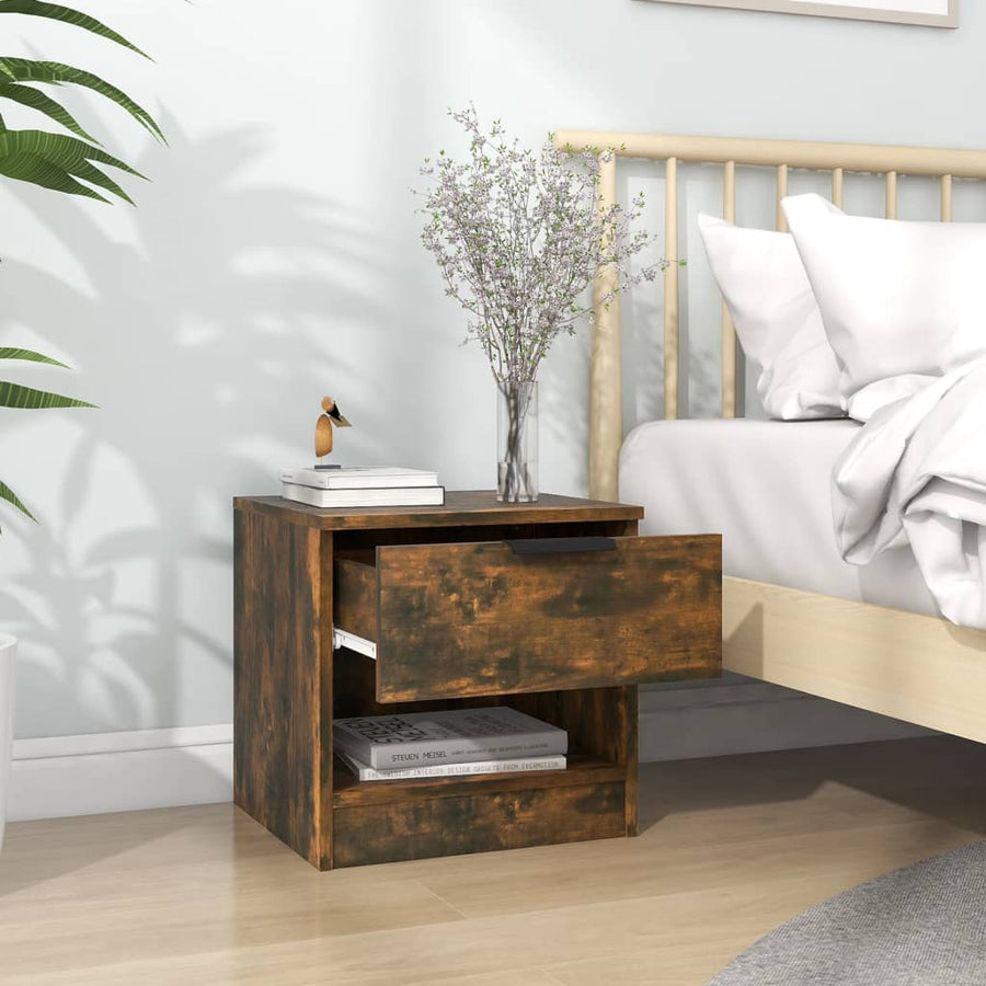 Nachtkastjes 2 St Bewerkt Hout Gerookt Eikenkleurig
